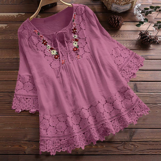 Casual Loose Linen Female Shirt