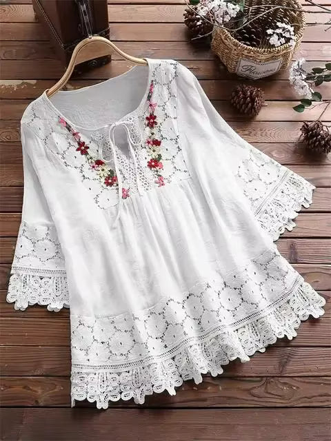 Casual Loose Linen Female Shirt