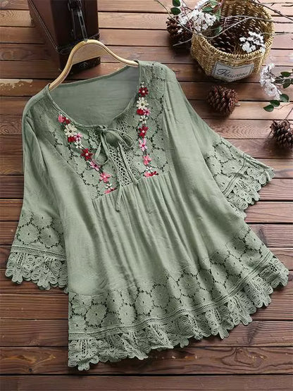 Casual Loose Linen Female Shirt