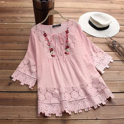 Casual Loose Linen Female Shirt